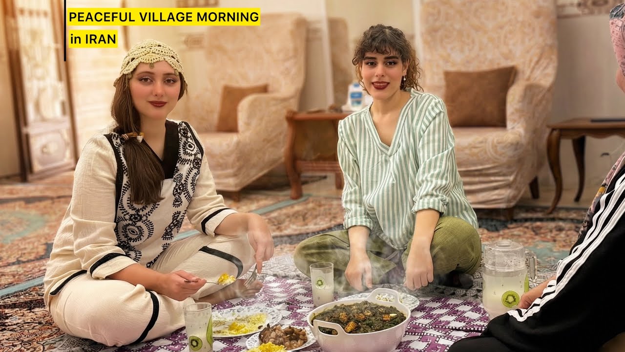 A Peaceful Village Day in Iran | Morning Tea, Fresh Herbs & Ghormeh Sabzi