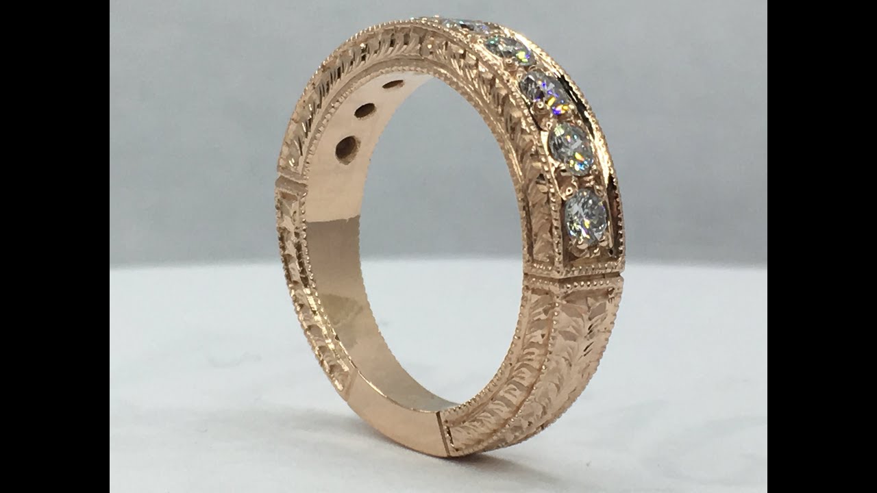 Making a hand engraved rose gold, pave diamond ring from scratch