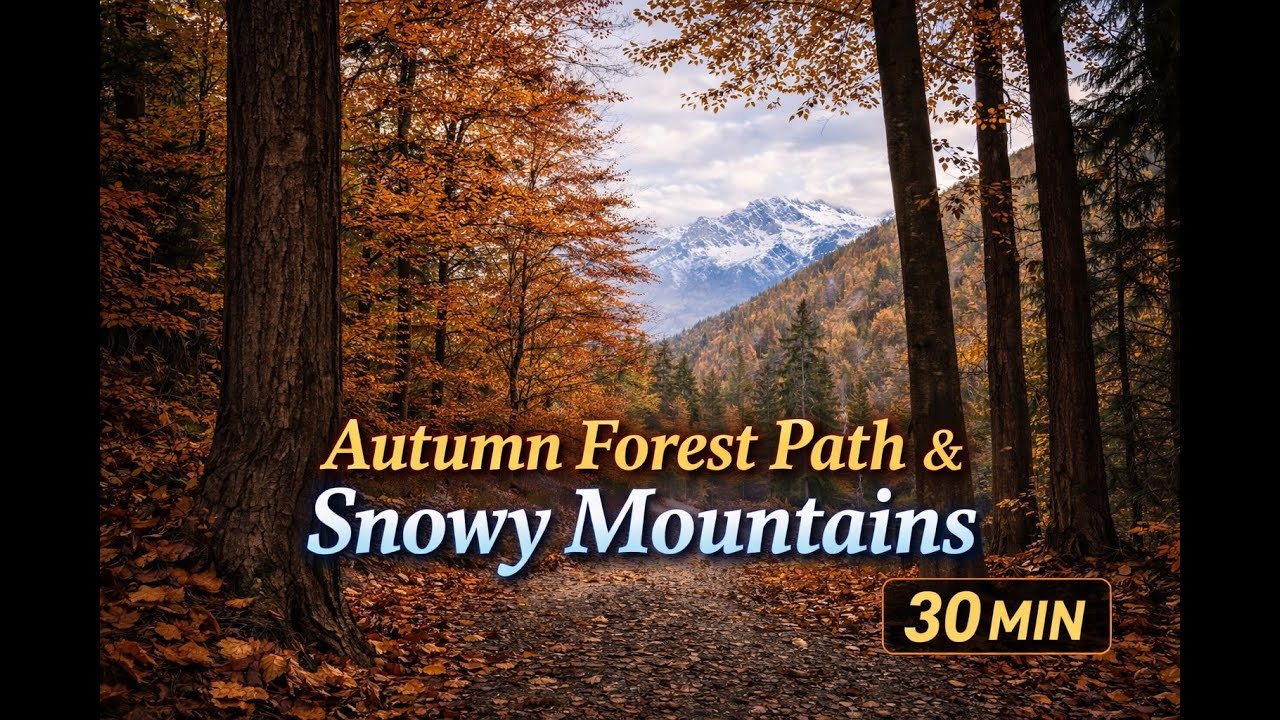A Quiet Autumn Mountain Forest Walk  | 30 Min Real Ambient Storm & Rain