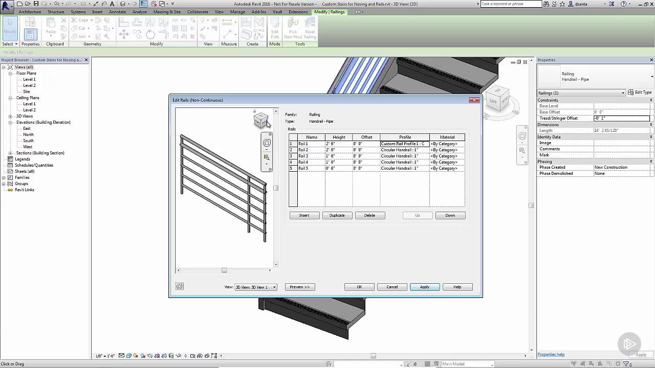 Creating a Custom Railing Profile for Stairs in Revit