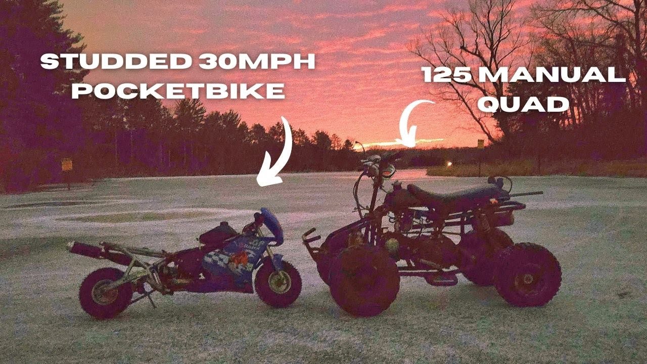 He Went Through the Ice!!! Drifting ATV and Pocketbike on ice