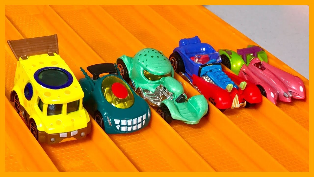 Spongebob Character Cars Set Race & Review - Hot Wheels