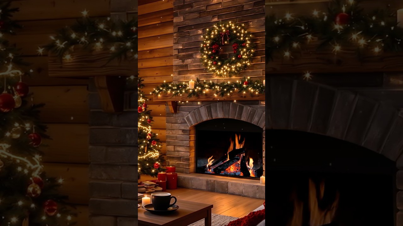 Cozy Rustic Christmas Cabin ✨ | Fireplace & Snowfall Ambience | Luxury Winter 4K