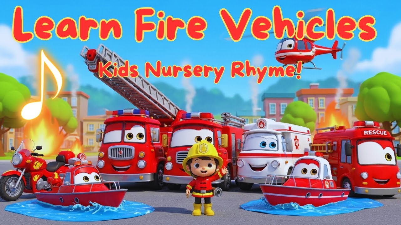 Fire Trucks Learning Adventure 🚒 | Fun Vehicles for Toddlers & Kids