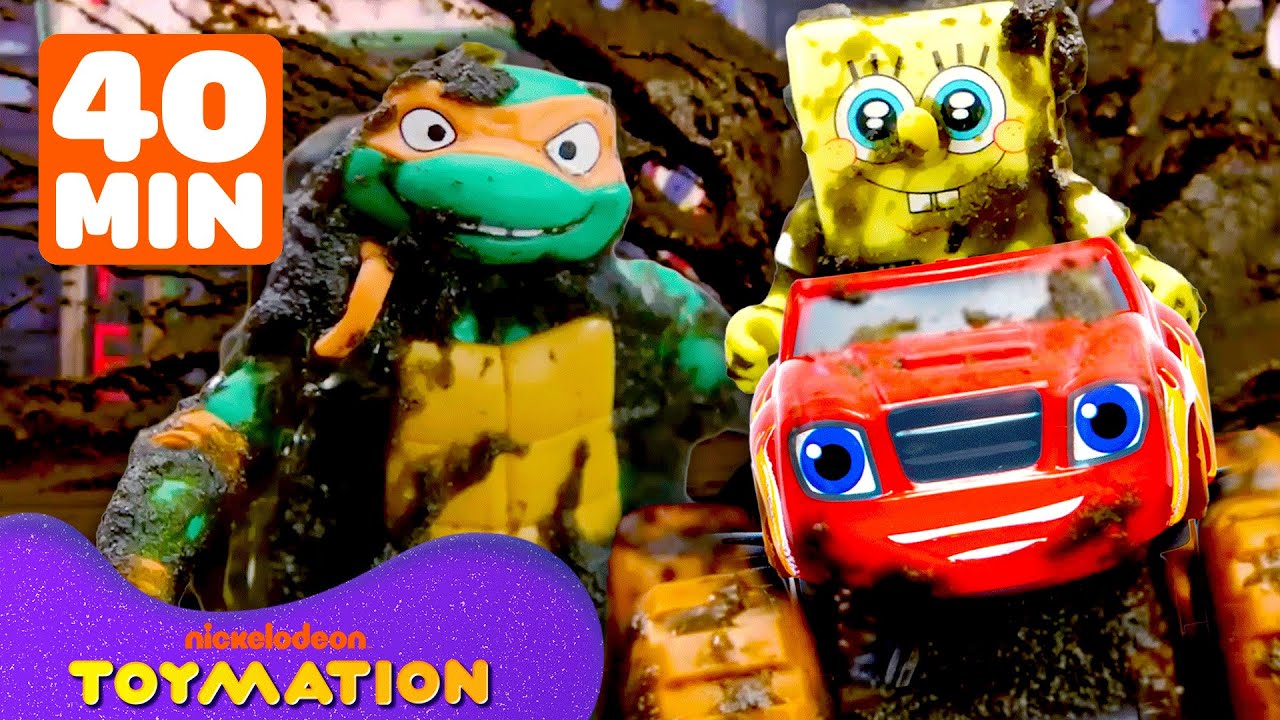 40 MINUTES of Mudslide Rescues & More Messy Moments! w/ Blaze, SpongeBob & More Toys! | Toymation