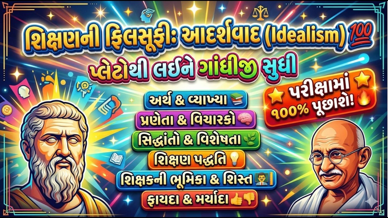 શિક્ષણની વિચારધારાઓ આદર્શવાદ Adarshvad Idealism Shaikshanik manovigyan EducationalPhilosophyTET TAT