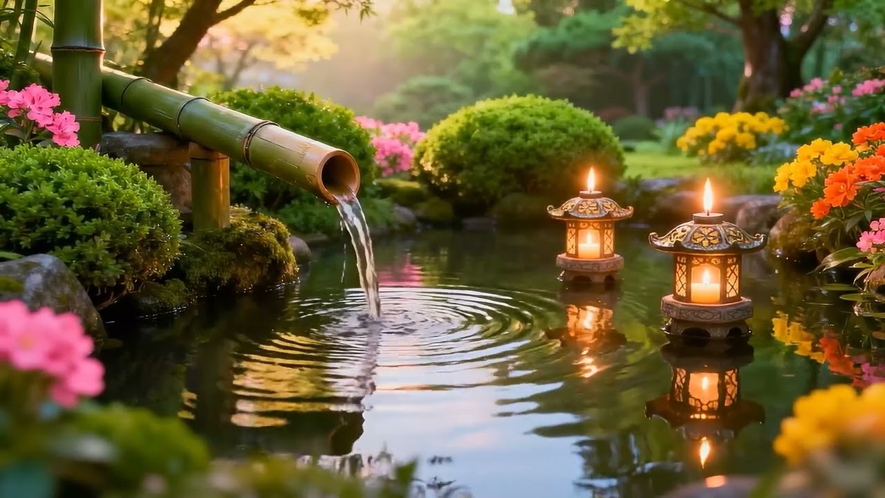 Relaxing Nature Sounds 🌙 Bamboo Water Fountain | Deep Sleep & Calm Mind