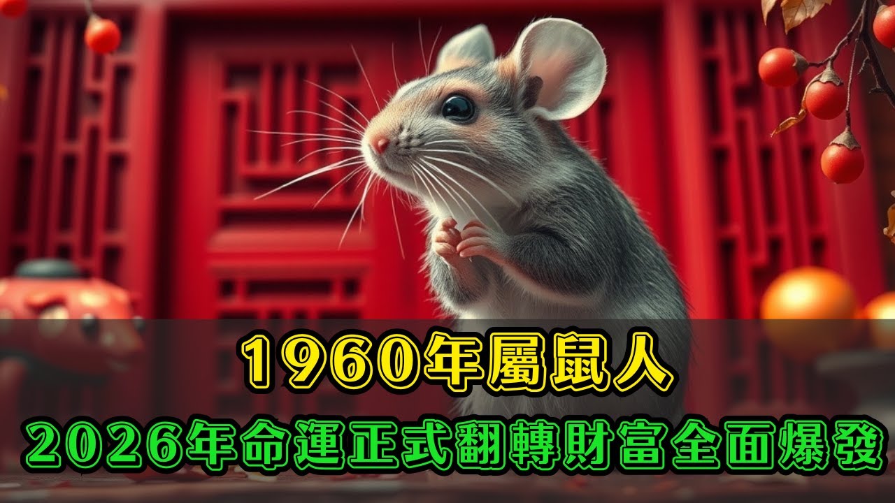 1960年屬鼠人注意！你人生「最黑暗的一關」已過，2026年起連走10年大運，財富全面爆發！