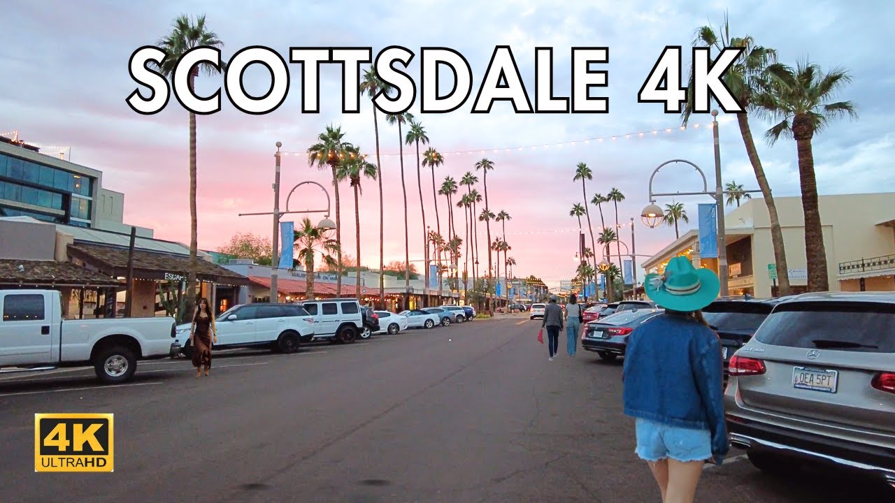 Scottsdale Arizona Historic Old Town Sunset Walking Tour [4K]