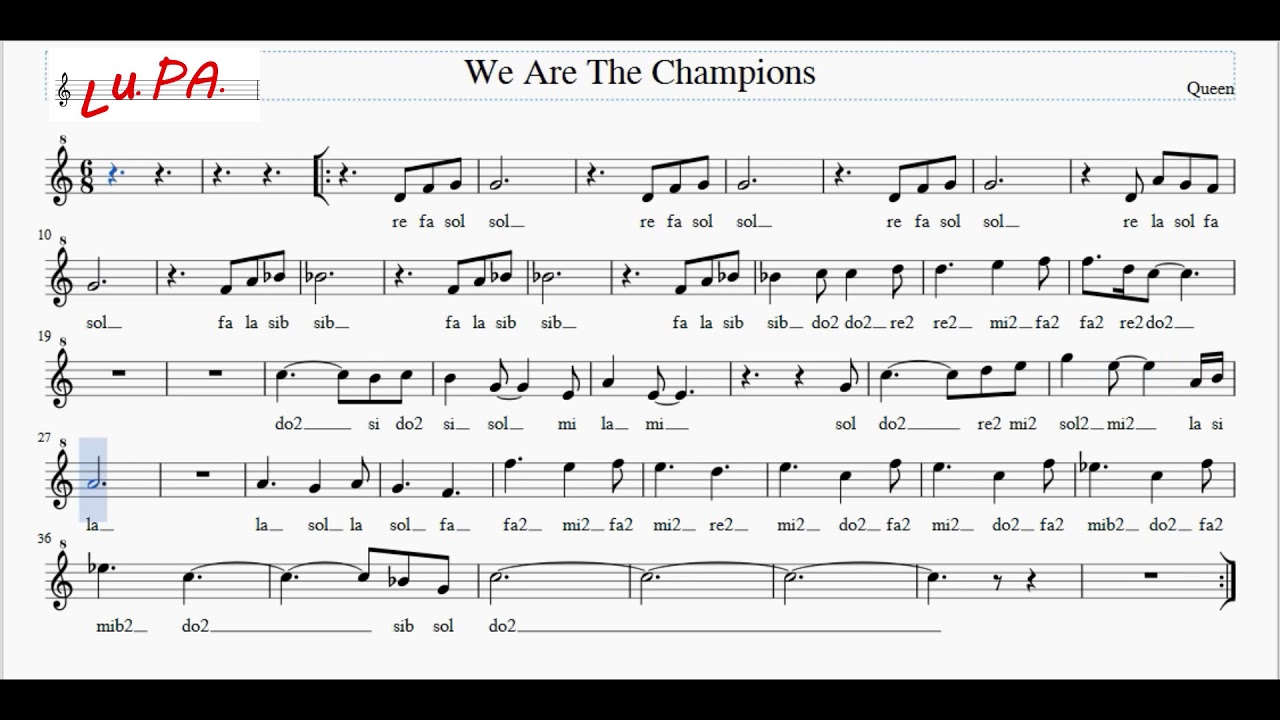 We Are The Champions (Queen) - Karaoke - Flauto dolce - Spartito - Note - Canto - Instrumental
