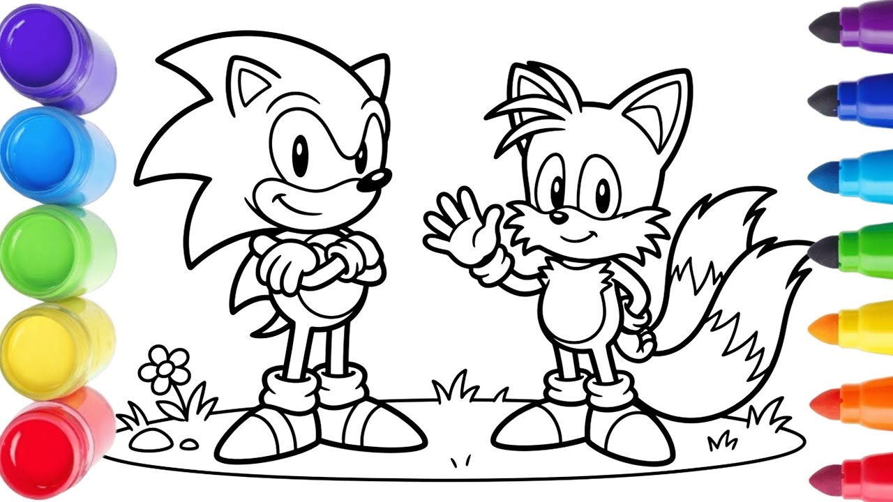 Sonic & Tails Coloring Page 🦔🦊 | Easy Coloring for Kids | Fun Art Activity
