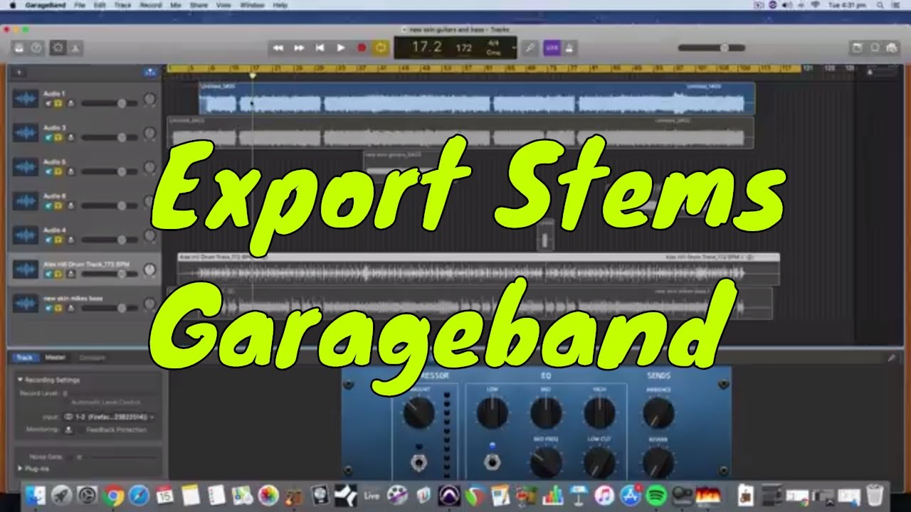 How to export audio stems from garage band