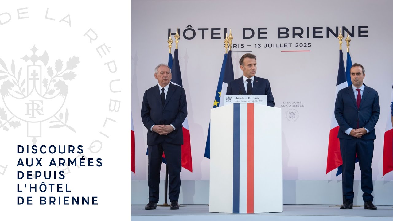 Discours aux armées du Président Emmanuel Macron depuis l'Hôtel de Brienne.