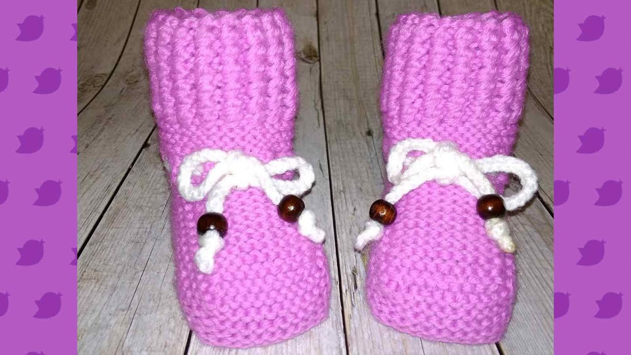 Пинетки вязаные спицами без шва на подошве/booties knitted