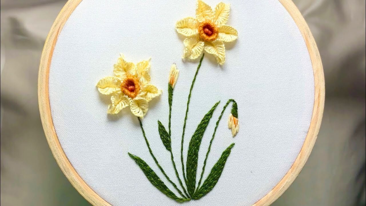 Adorable Daffodil Flower Embroidery | Latest 3D Embroidery Design