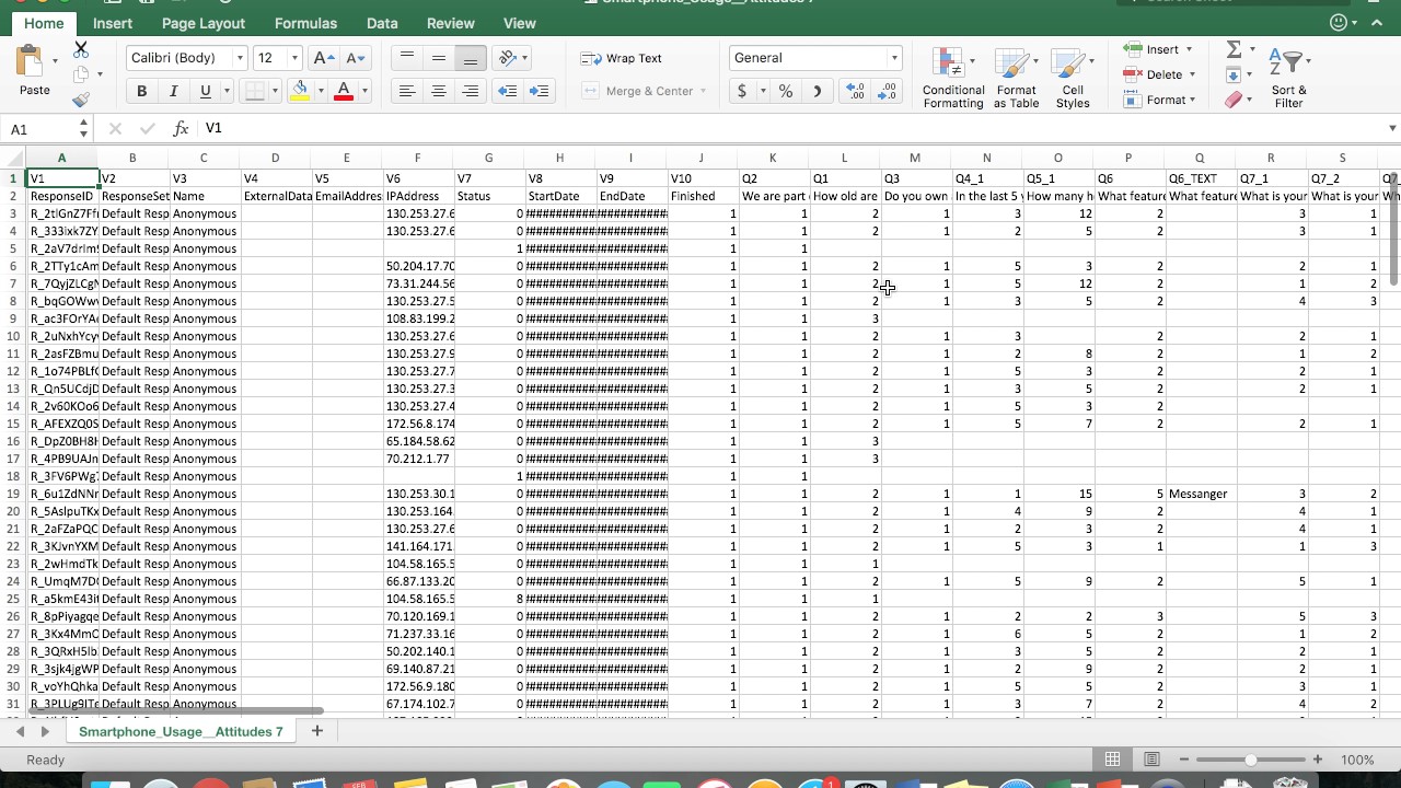 Downloading Qualtrics Data in Excel