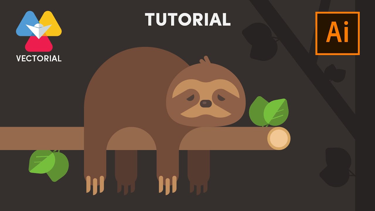 Sloth vector tutorial in Adobe illustrator 2020