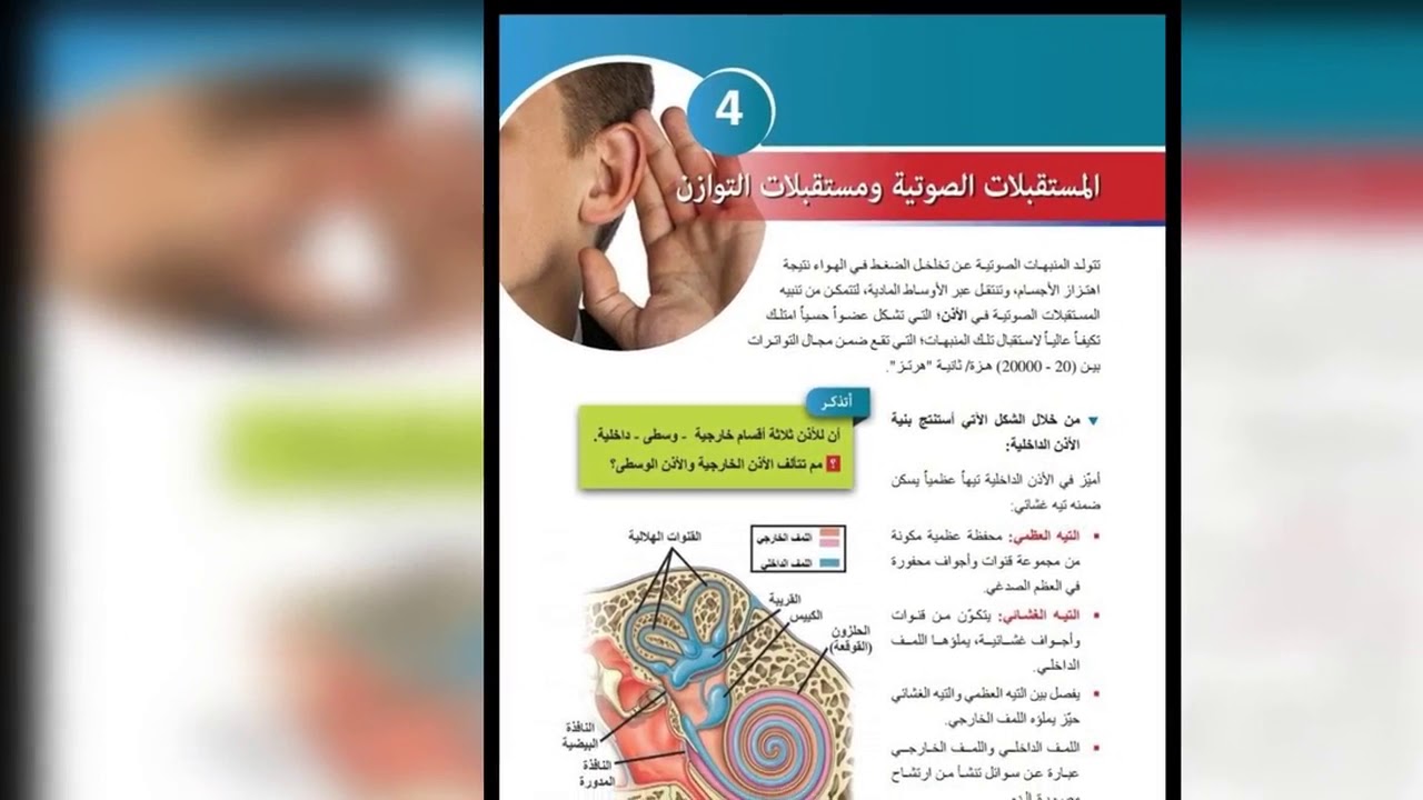 بكالوريا علوم المستقبلات الصوتية ومستقبلات التوازن🧠💯✍️