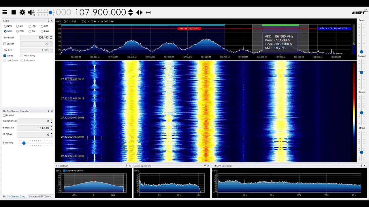 FM DX - Reception of WDR 1LIVE from Münster/Germany 107,90 MHz near Hamburg/Germany 271km