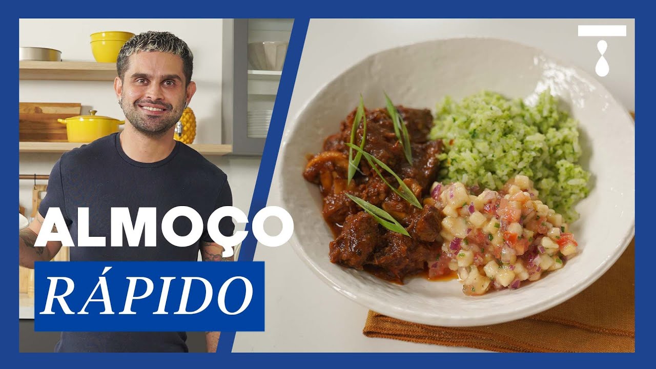 ALMOÇO RÁPIDO: CARNE DE PANELA, ARROZ DE BRÓCOLIS E VINAGRETE | O Que Tem Pra Hoje?