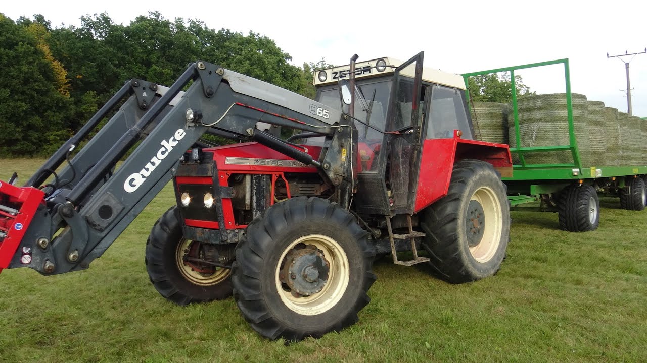 ZETOR 12145 s PÖTTINGER NOVACAT 302.  Sečení trávy a nakládání balíků - www.biofarmahroznejovice.cz