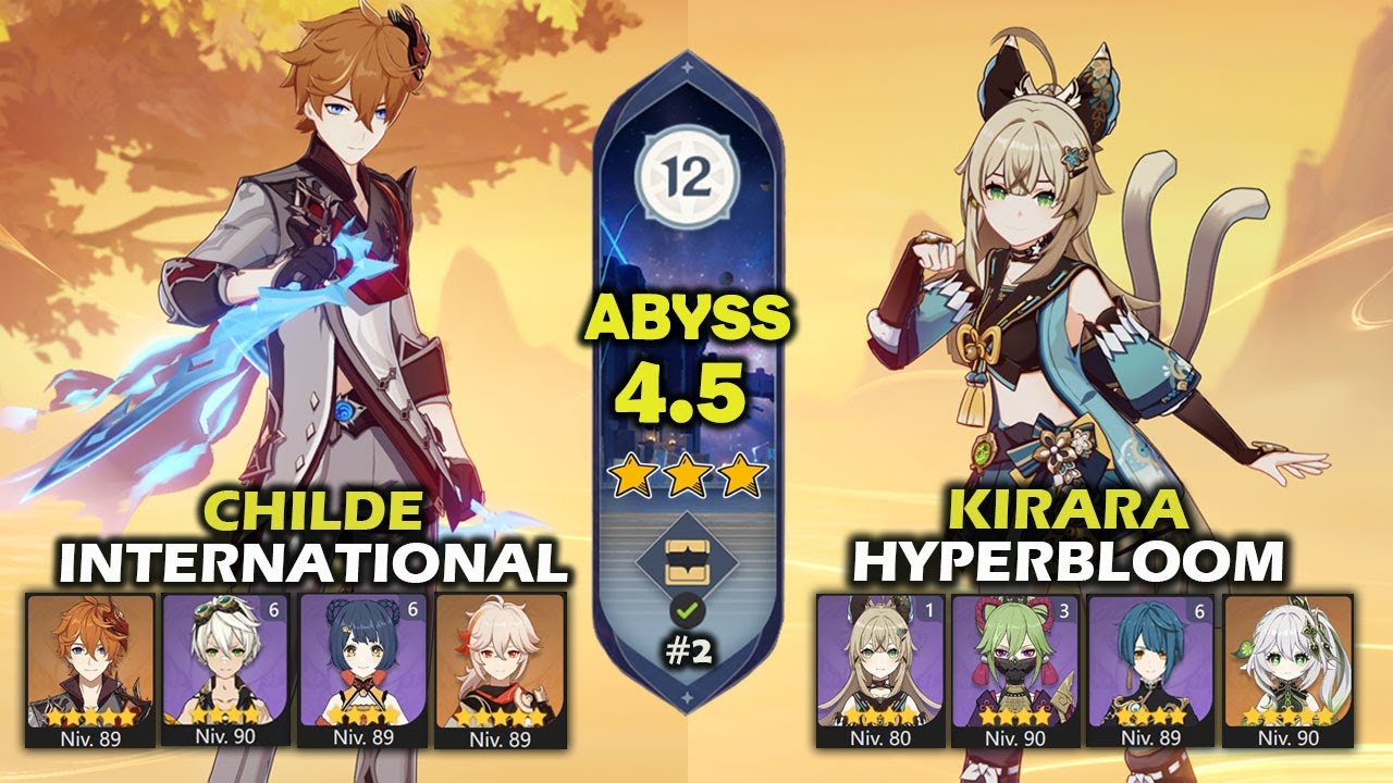 Childe International & Kirara Hyperbloom | Abismo 4.5 | Spiral Abyss 12 | 9 stars | Genshin Impact