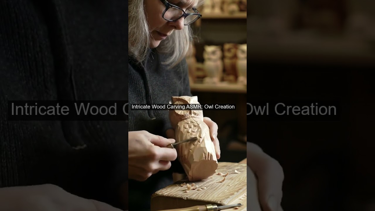 Intricate Wood Carving ASMR: Owl Creation