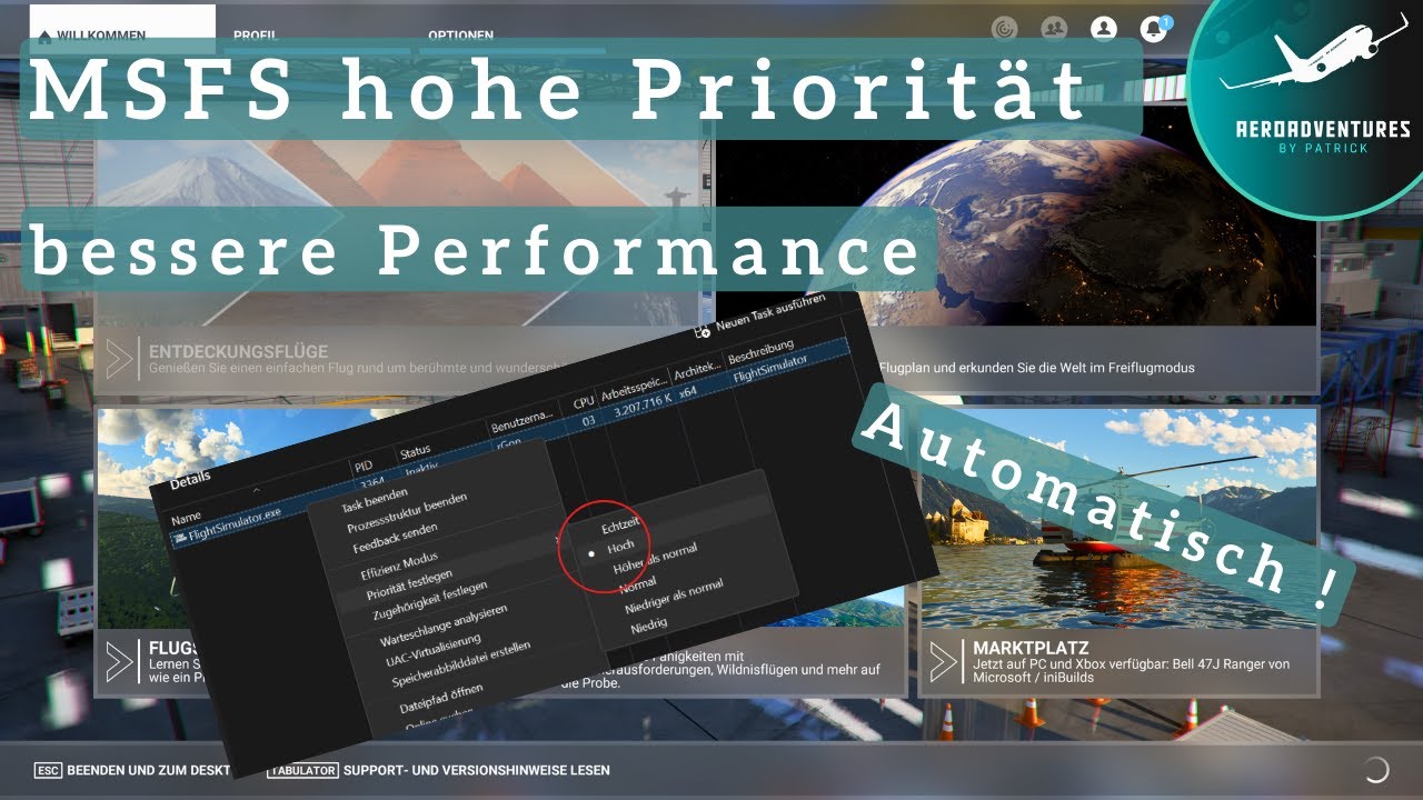 MSFS-Hack: Starte deinen Flight Simulator automatisch im Hochprioritätsmodus!