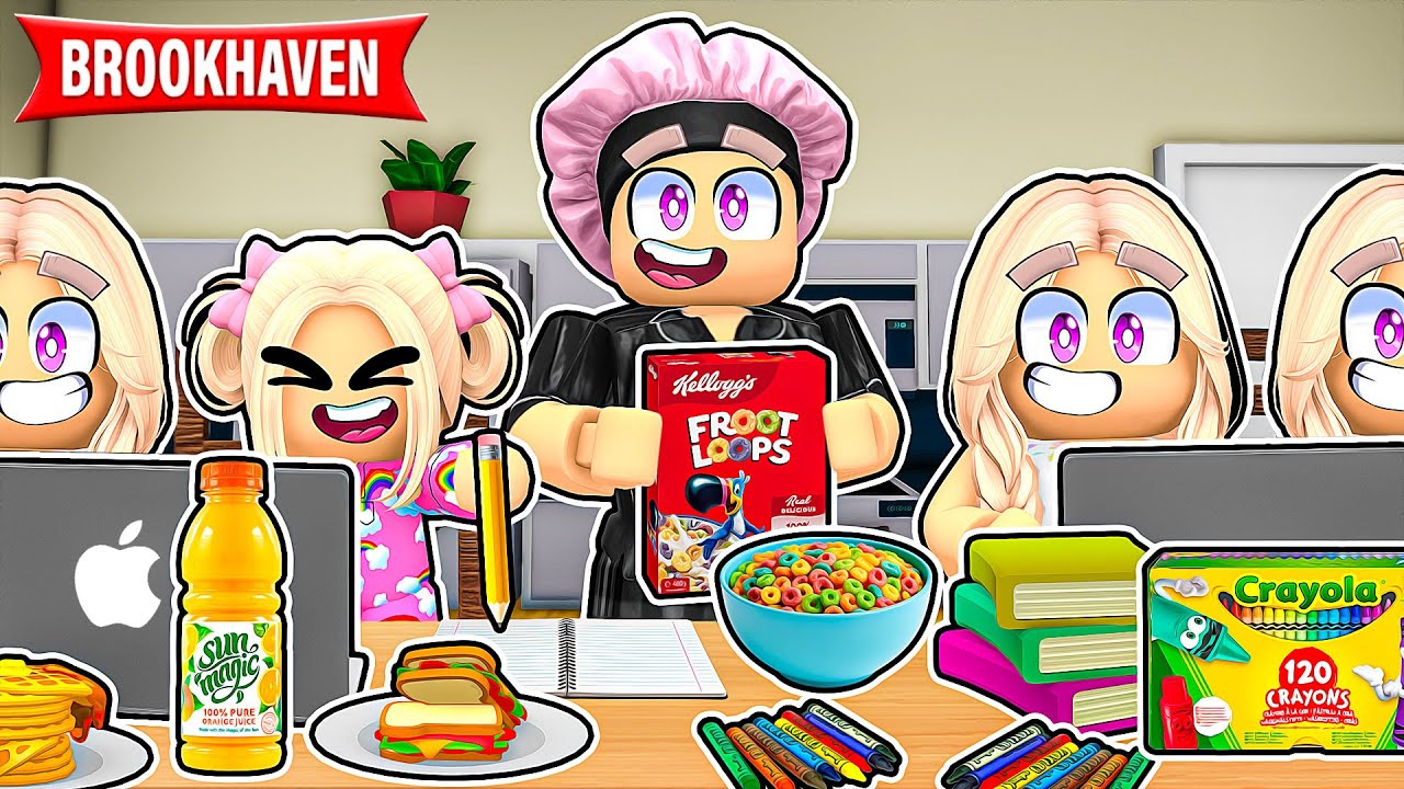 SZKOŁA ONLINE 💻 PIĘCIORACZKI i MAŁA AMI na ZAJĘCIACH ZDALNYCH na BROOKHAVEN w ROBLOX!
