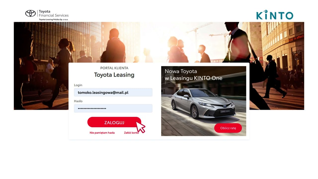 Portal Klienta Toyota Leasing - funkcjonalności