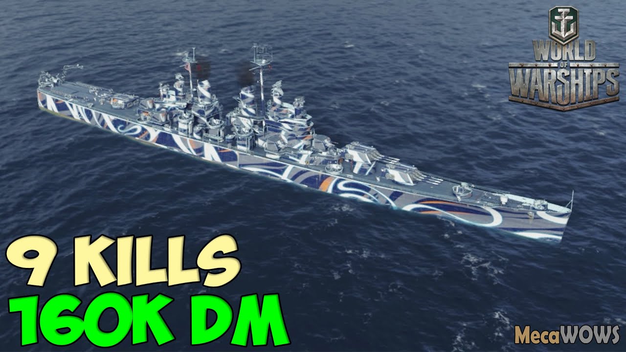 World of WarShips | Baltimore | 9 KILLS | 160K Damage - Replay Gameplay 4K 60 fps