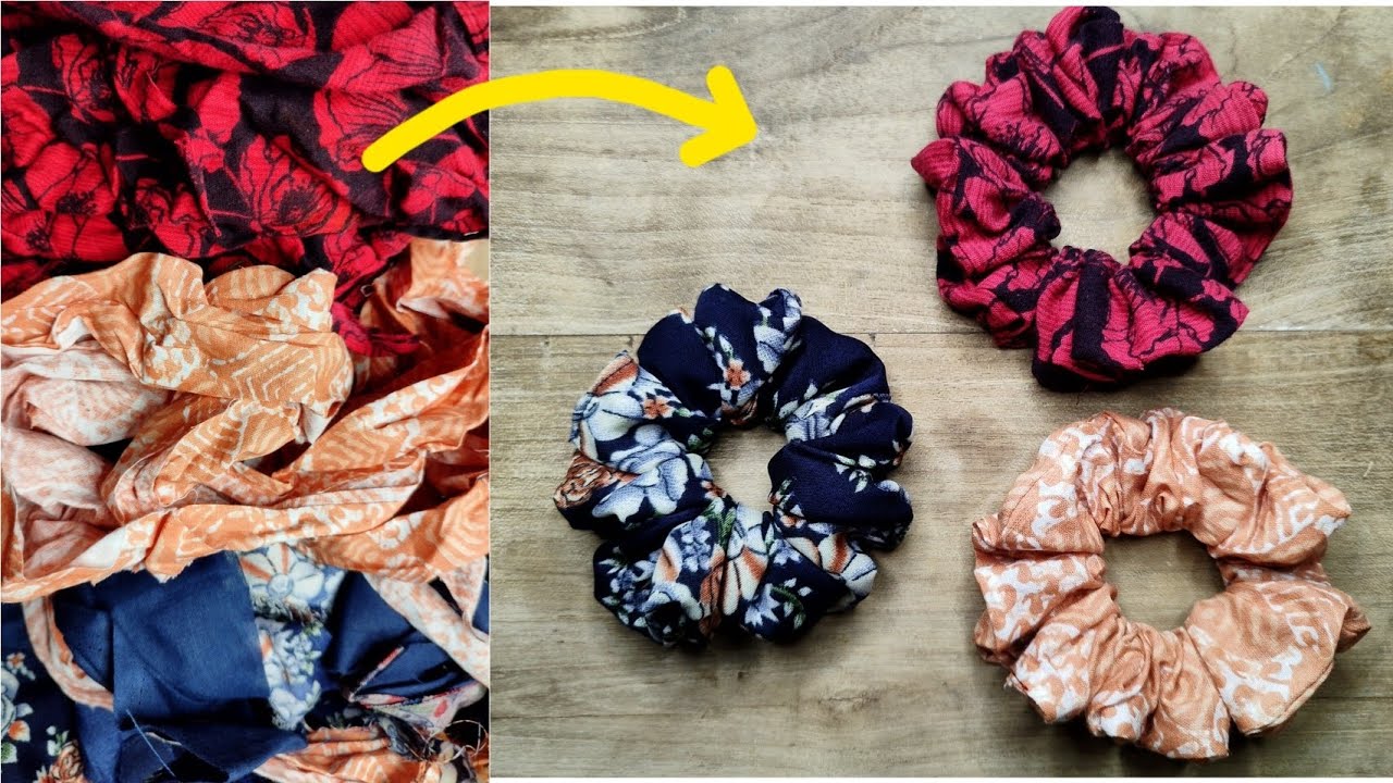 Leftover clothes into Scrunchies | Scrunchies making at home | Easy Scrunchies making