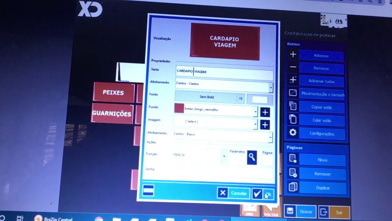 Cadastro de familias, produtos e botões. Xd Software