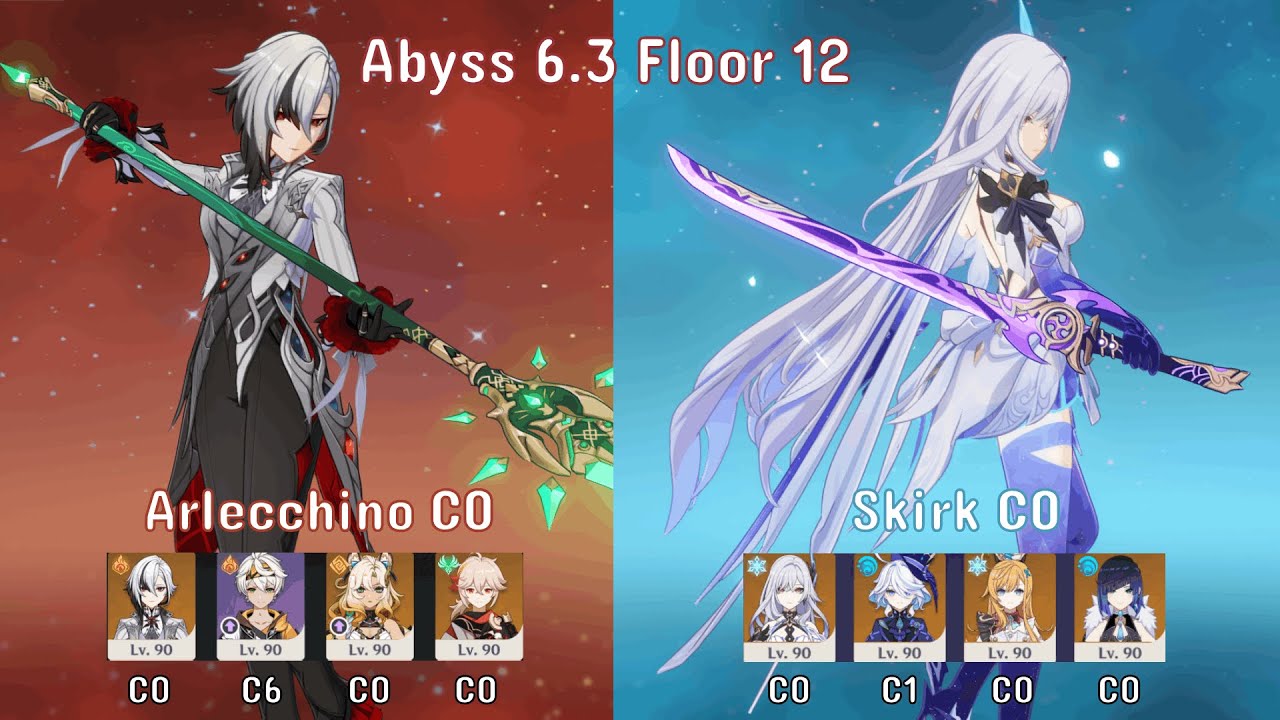 Arlecchino C0 Mono Pyro & Skirk C0 Double Hydro - Abyss 6.3 Floor 12 w/9 Stars