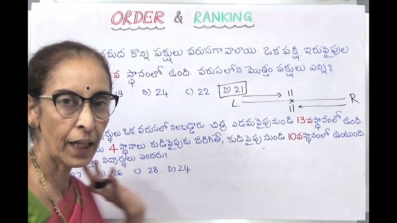Reasoning: Order and Ranking for Telugu medium students తెలుగులో