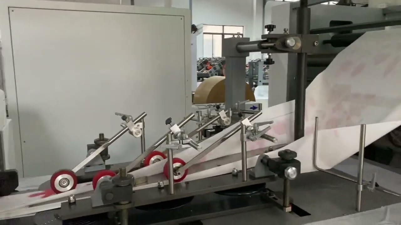 Satchel/V bottom /Flat bottom Paper Bag Making Machine With Window and 2 Color Print Inline