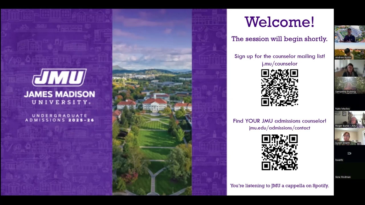 JMU September Webinar: Admissions 101