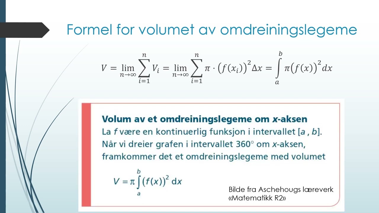 R2 - Omdreiningslegeme - Volum, graf om førsteaksen