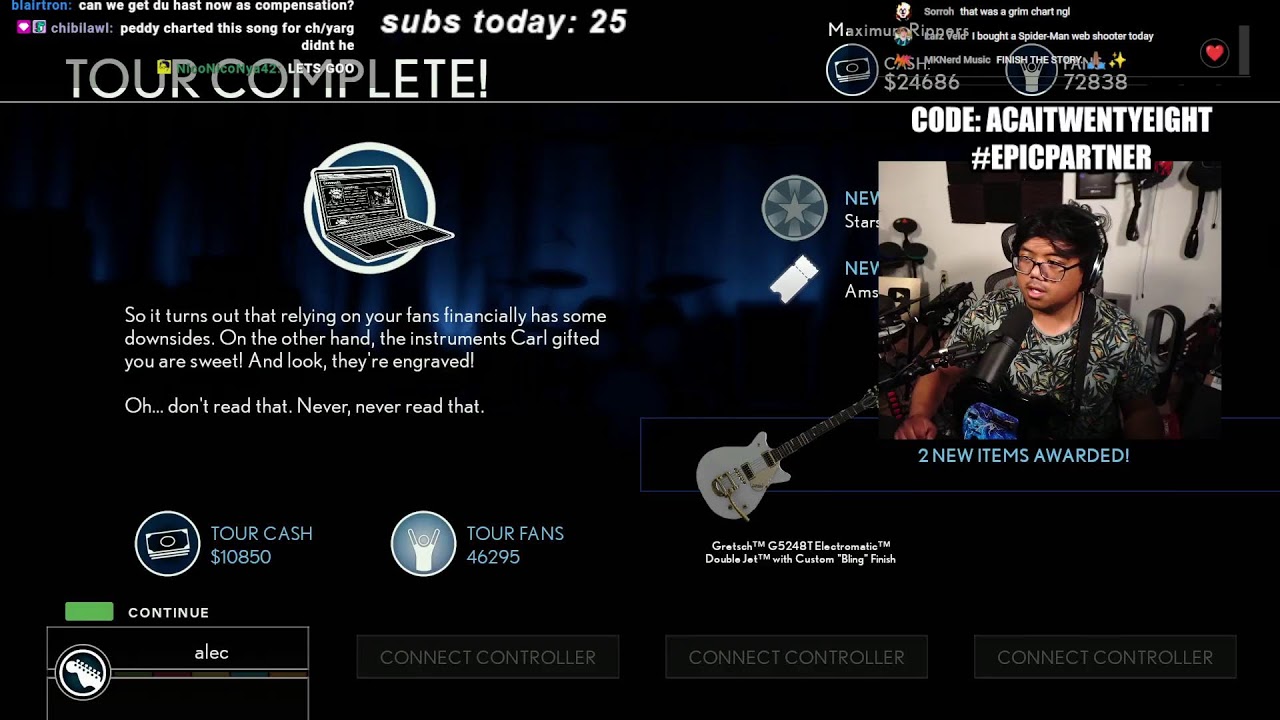 Finishing Rock Band 4's Default Tour mode?