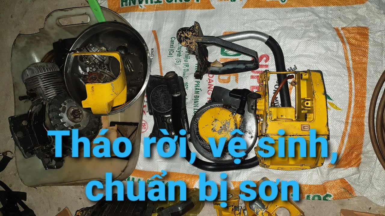 Cưa khủng 90cc, PARTNER R12, phục hồi cưa cổ, (p2 tháo và rửa sạch)