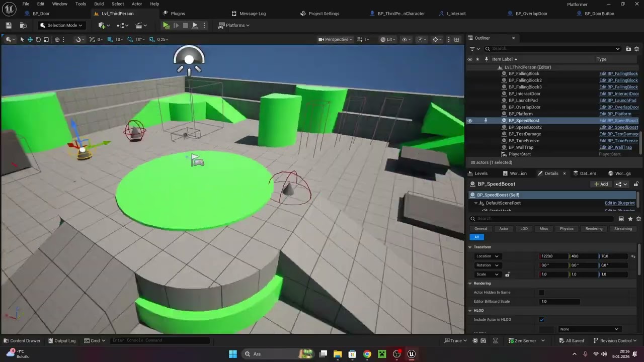 Unreal Engine Platformer Oyun Geliştirme Door Button