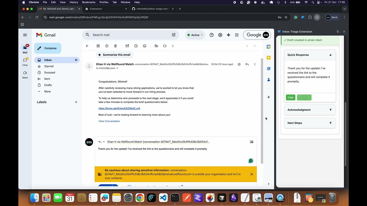 Inbox Triage Extension Demo