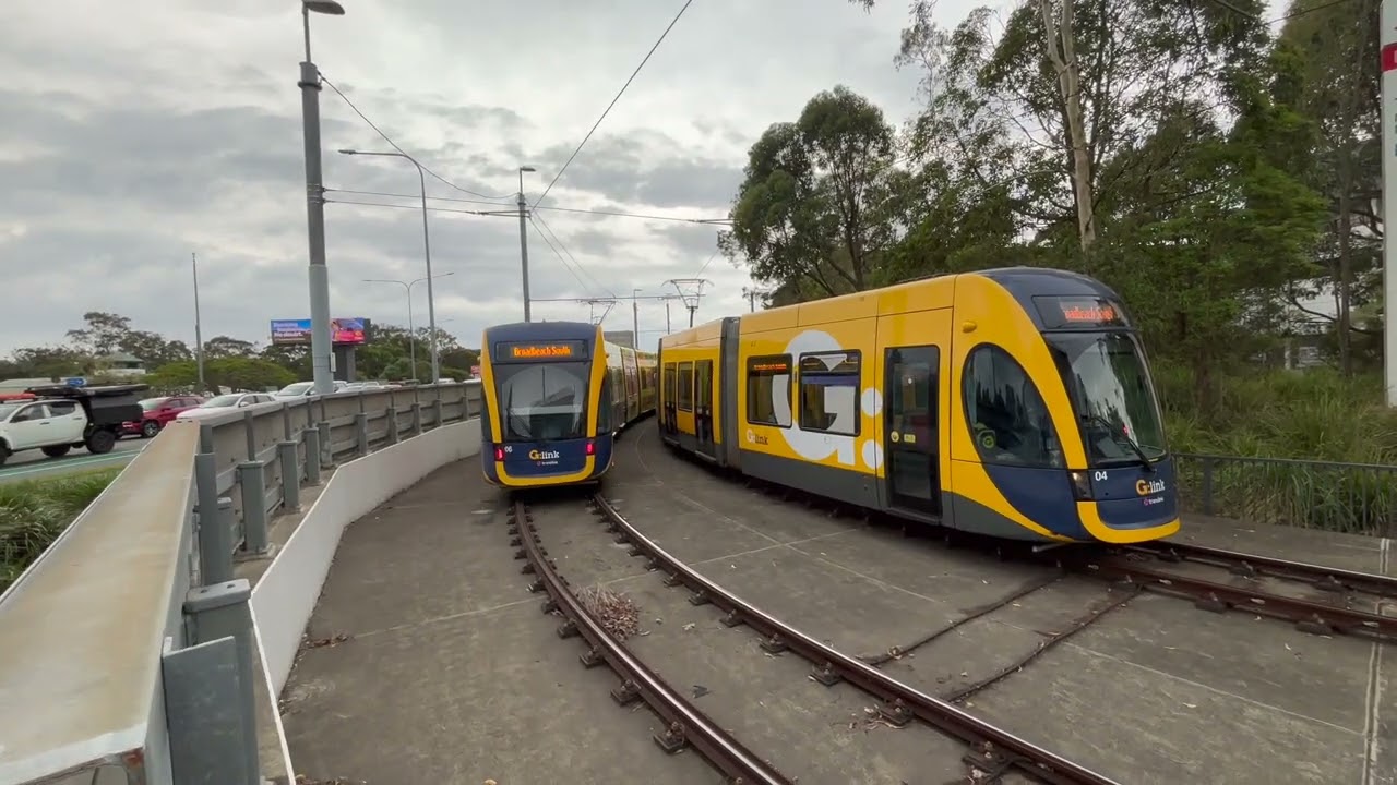 Gold Coast tram Heavy use of unused siding + replacement buses and  Track Grinder