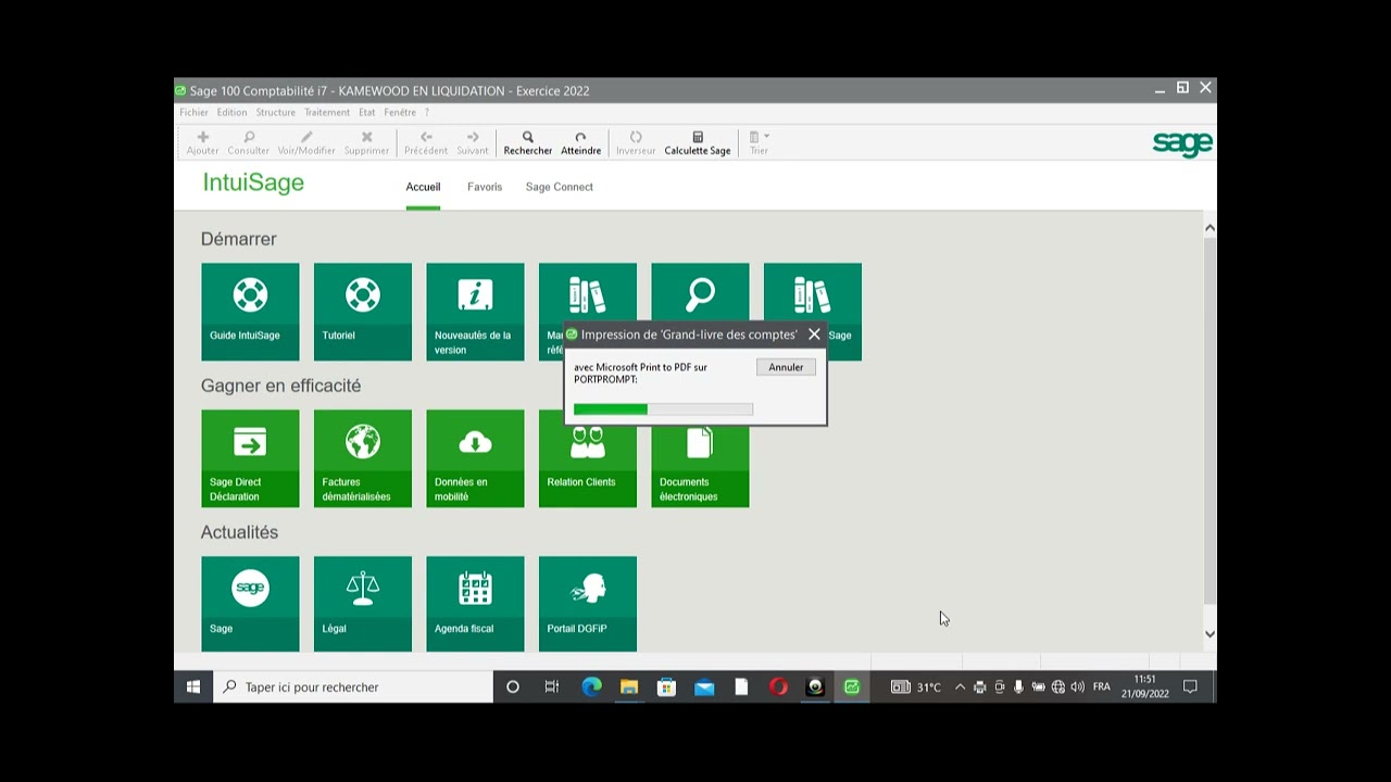 SAGE 100 COMPTABILITE i7 v8 50 IMPRESSION ET EXPORTATION DES ETATS COMPTABLES