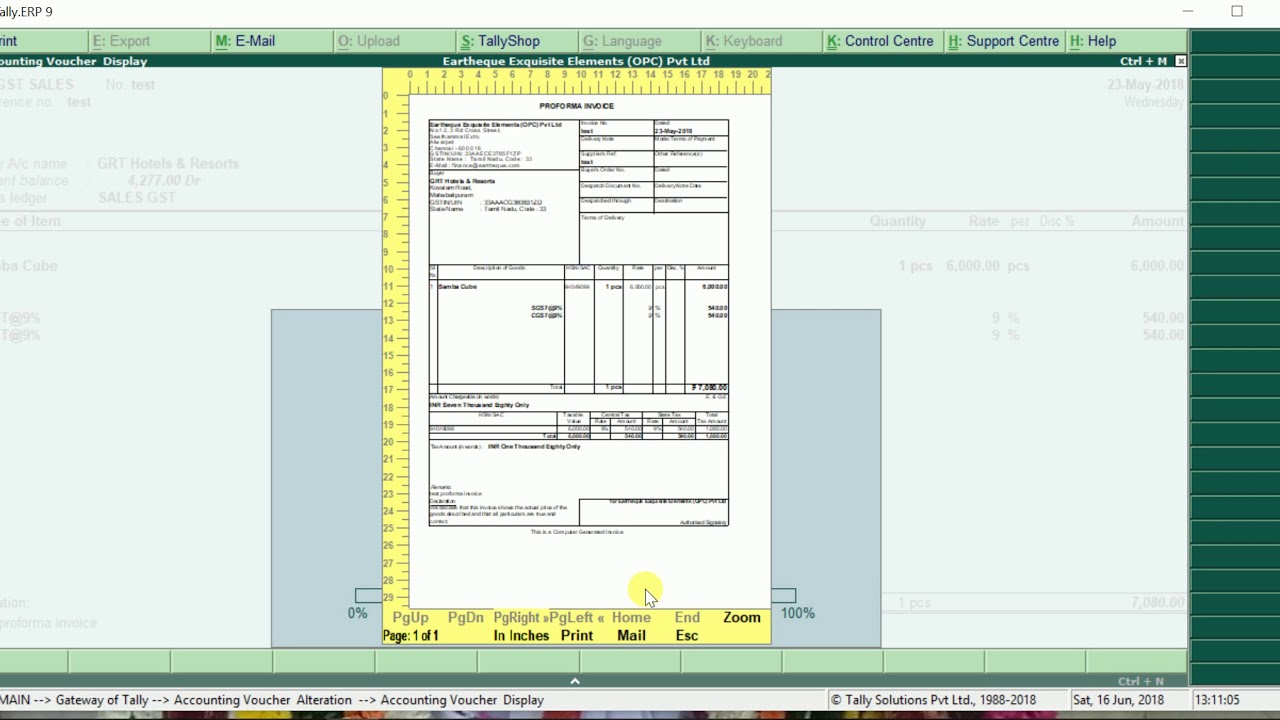 How to create proforma invoice in Tally