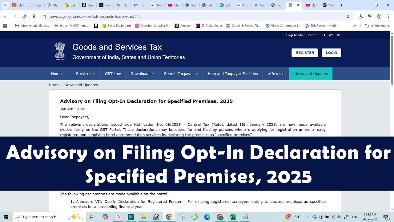 GST Advisory 2026: Opt-In Declaration for Specified Premises | Annexure VII & VIII Explained