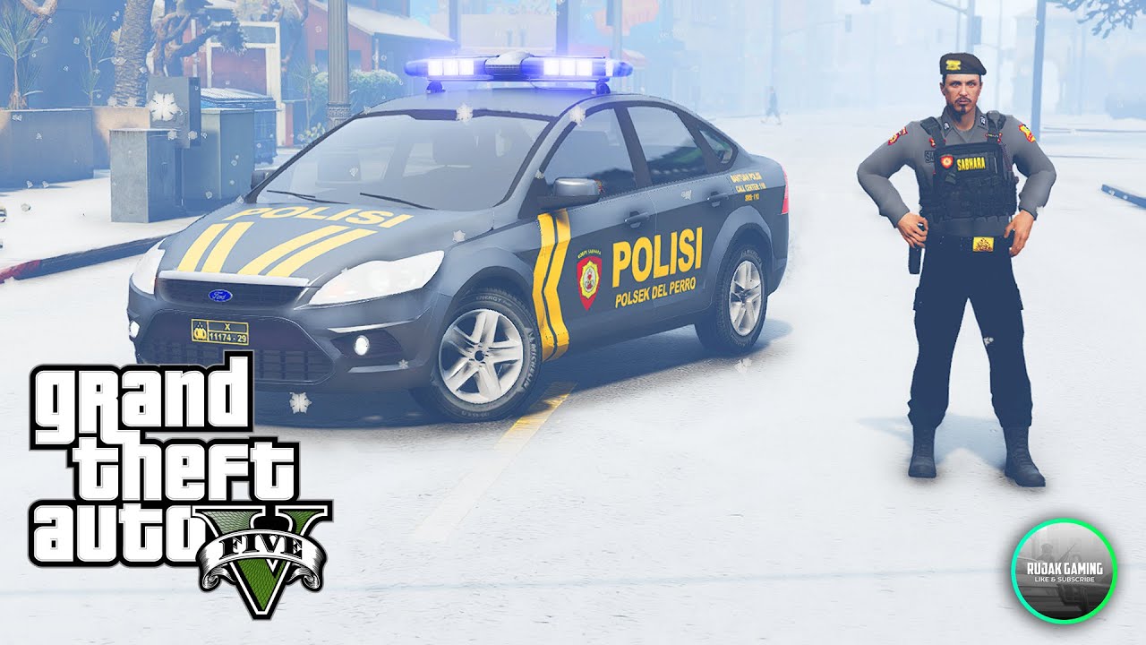 Patroli Sabhara Musim Salju Kota Los Santos || GTA 5 Mod Polisi Indonesia