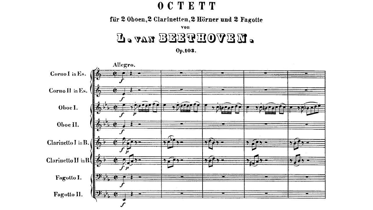 Wind Octet in E-flat major Op.103 By Ludwig van Beethoven (with Score)
