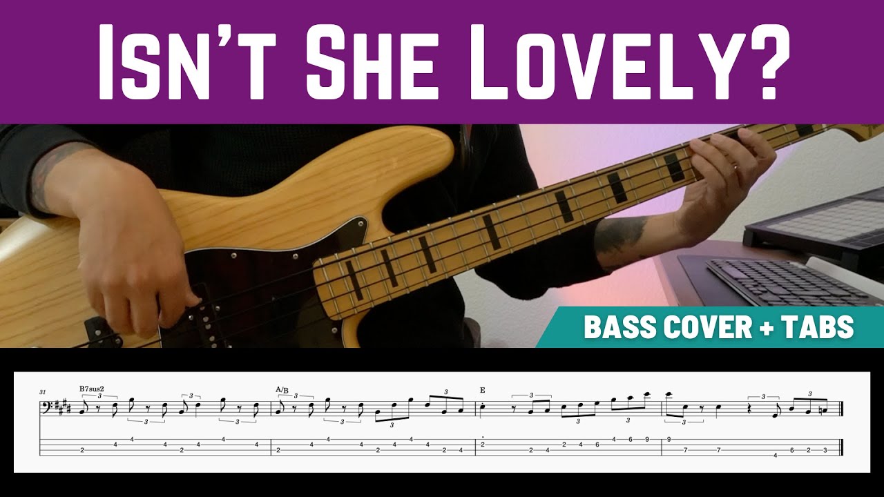 Stevie Wonder - Isn't She Lovely? (Bass Cover + PlayAlong TAB)