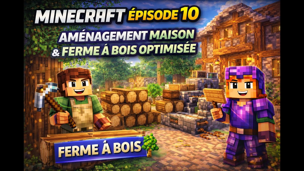 Minecraft Épisode 10 – Aménagement de la Maison & Ferme à Bois Optimisée
